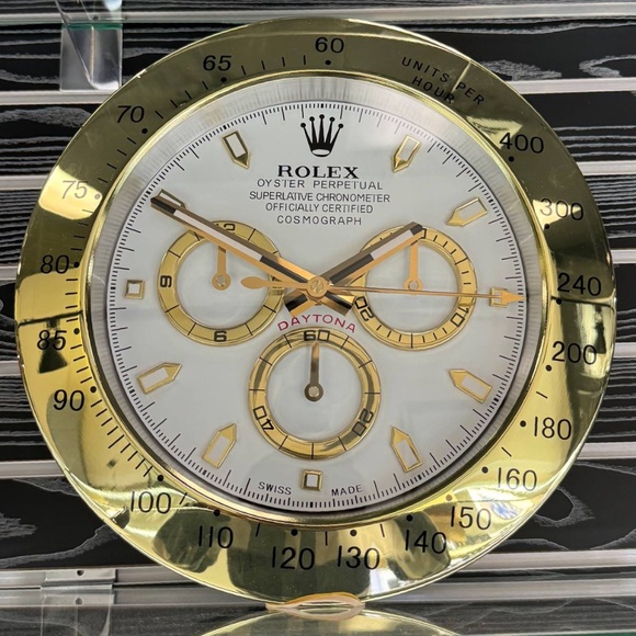 DAYTONA Cosmograph Wall Clock Yellow gold bezel insert and white cream face dial - Picture 1 of 6